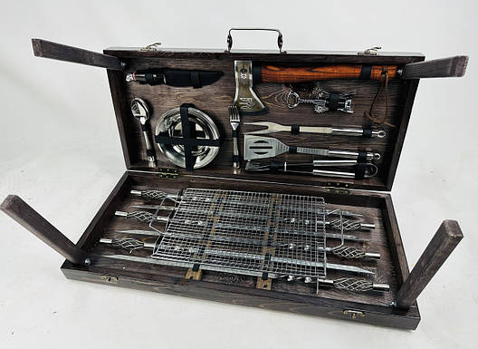 Подарунковий набір для пікніка BBQ ексклюзив, ручної роботи (шампура і аксесуари), фото 1