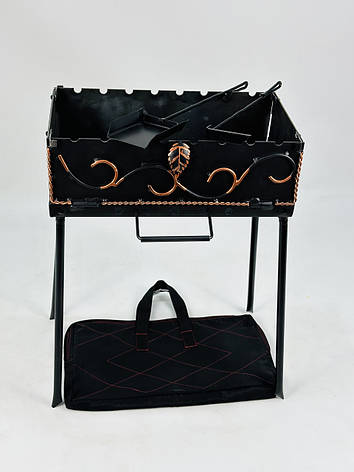 Мангал-валіза кована на 8 шампурів, 2 мм. (мангал, чохол, кочерга і совок), фото 1