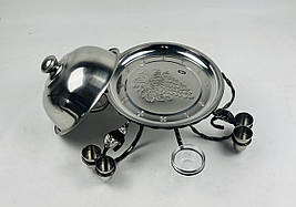 Садж для подачі (підігріву) шашлику 28 см. з соусницами і чарками + кришка, посилений, фото 3