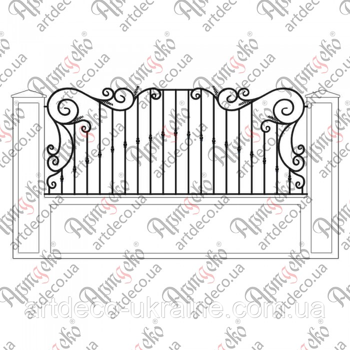 Кована огорожа, паркан. 3000х1215 (КО-19) КОМПЛЕКТ ЕЛЕМЕНТІВ, фото 1