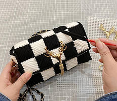 Канва з фурнітурою олень та нитками набір для створення сумки своїми руками чорна/біла