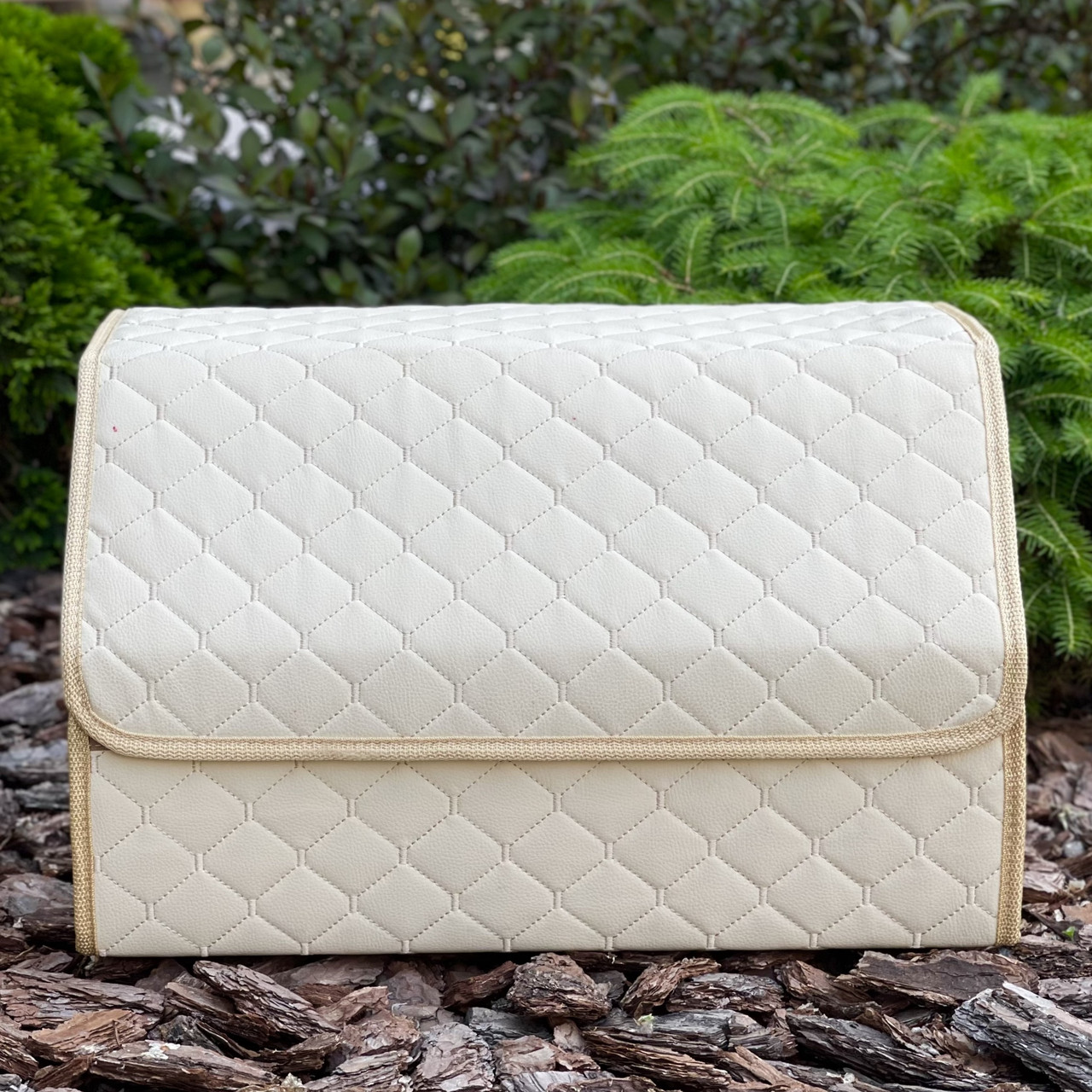 Органайзер у багажник,50 см, бежевий з бежевим кантом, автомобільний органайзер в авто, фото 1