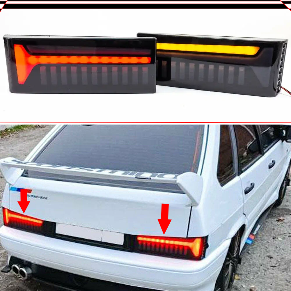 Ліхтарі задні 2 штуки на авто ВАЗ 2108, 2109, 21099, 2113, 2114 тоновані Led TYPE AUDI A6 2шт