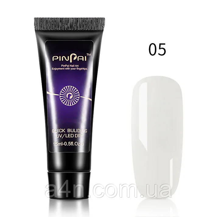 Полігель Pinpai (05) - прозорий, 15мл., акрігель для нарощування та зміцнення нігтів, фото 1