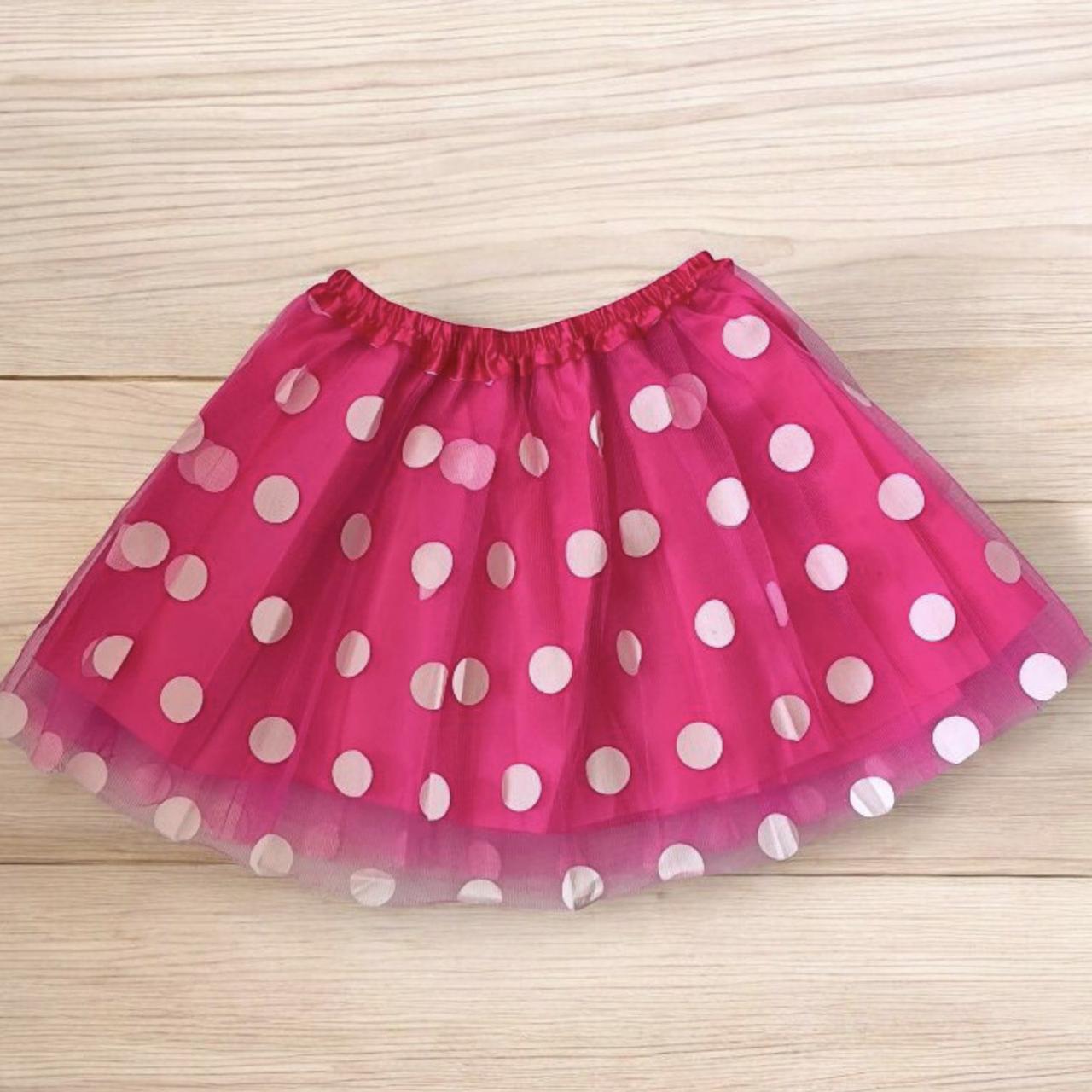 Фатинова спідниця малинова в білий горошок із підкладкою 30 см. Спідниця пачка малинова, фото 1