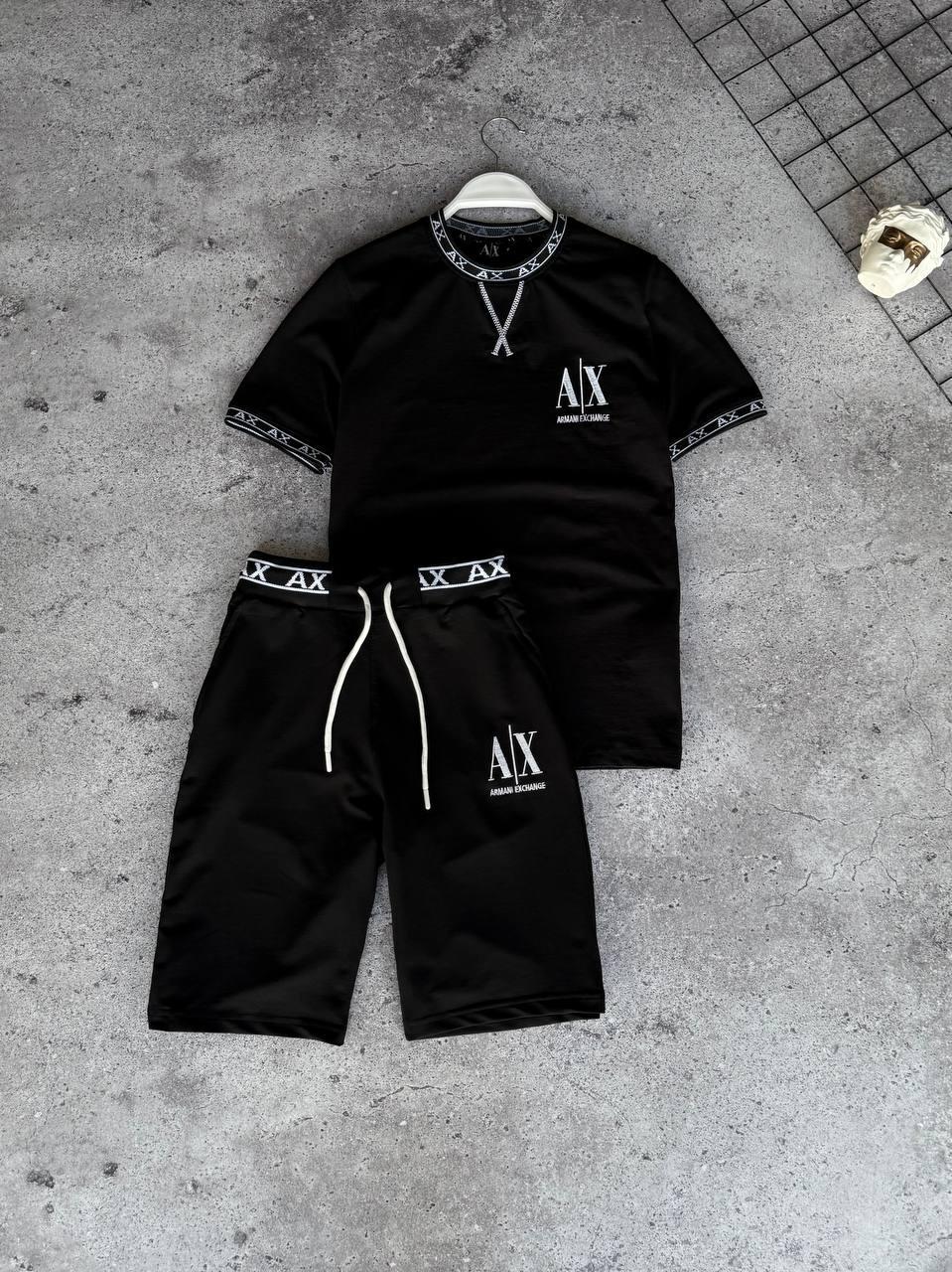 Костюм чоловічий літній чорний футболка та шорти фірмовий A|X, фото 1