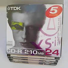 Диски CD-R Mini TDK 80 мм 210 MB 24X набір з 5 дисків у тонкому кейсі для зберігання даних музики чи відео, фото 3