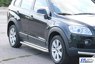 Бічні пороги площадки на Chevrolet Captiva 2016-2019 Підніжки труба з листом Шевроле Каптіва Нержавійка