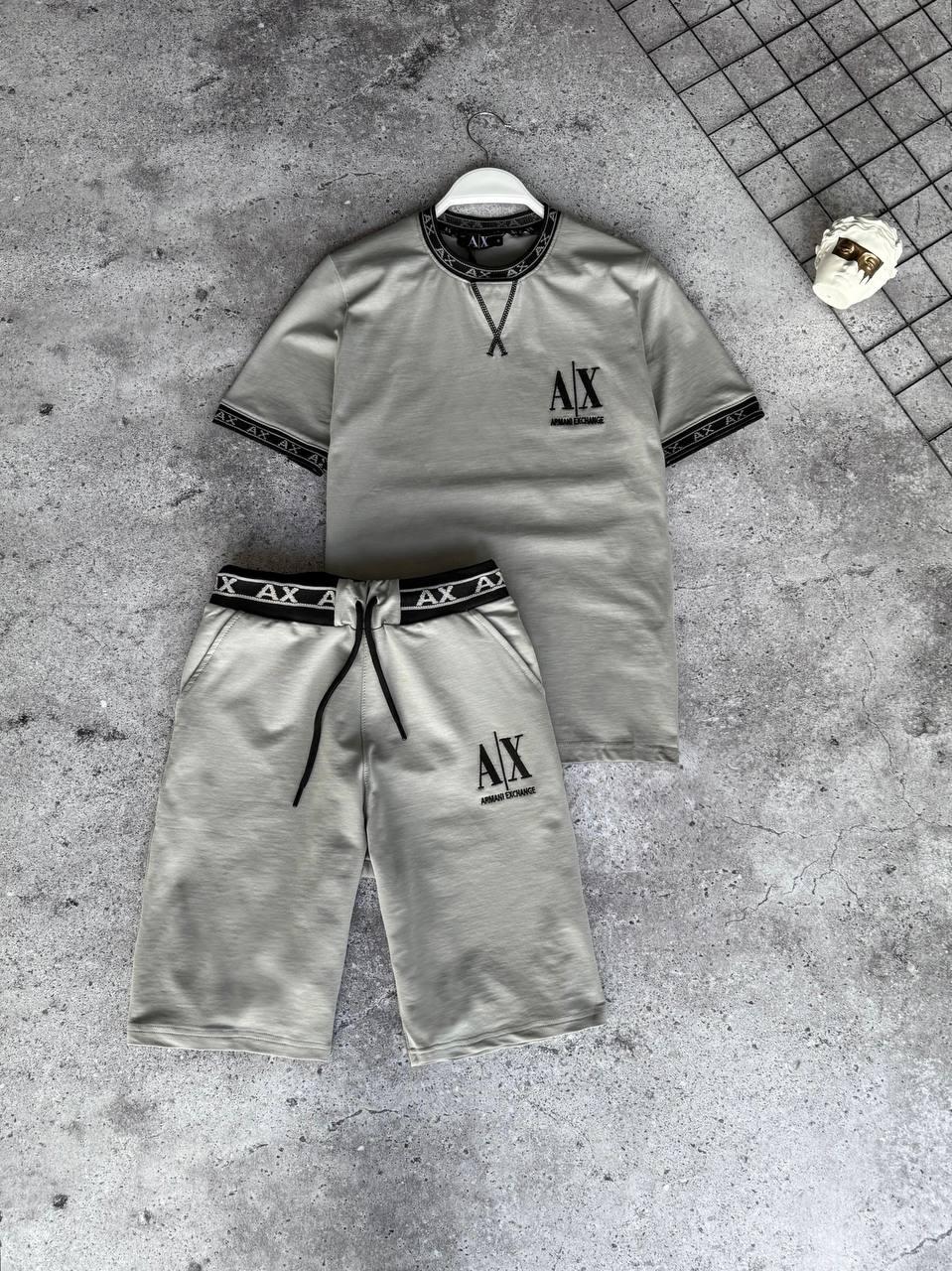 Костюм чоловічий літній сірий футболка та шорти фірмовий A|X, фото 1