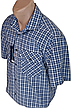 Чоловіча сорочка Brossard vk-0067 синя в клітинку класична бавовна з коротким рукавом, теніска натуральна, фото 10