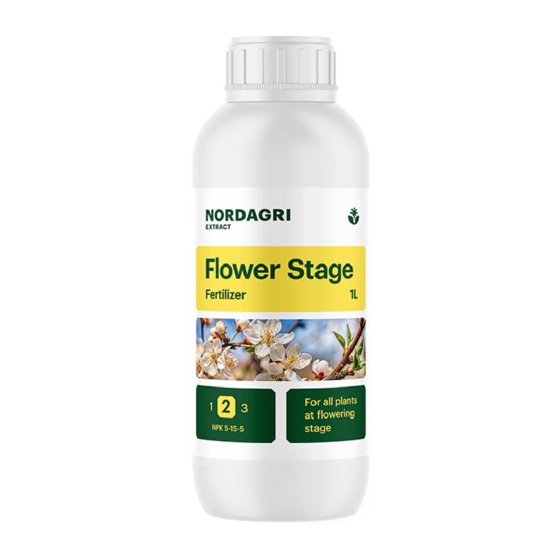 Стимулятор цвітіння рослин NORDAGRI Flower Stage (гумінові, фульвові кислоти, добрива), 1 л