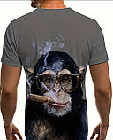 Футболка чоловіча з 3Д друкованим малюнком мавпи, фото 2