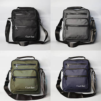 Чоловіча сумка тканинна 26*21 см через плече на блискавці з кишенею в різних варіантах Luna