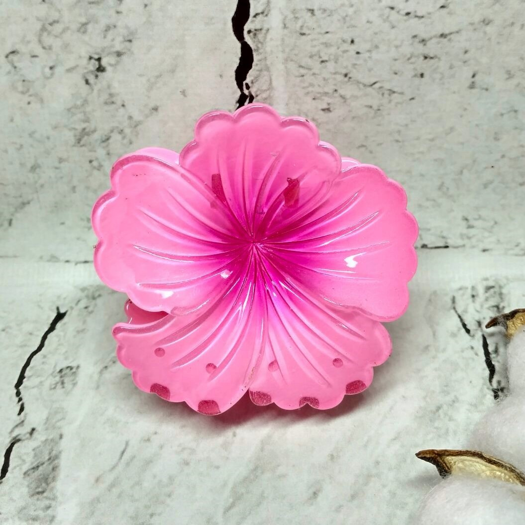 Крабик для волосся Квітка глянець заколка затискач 8 см Рожевий 27518-1