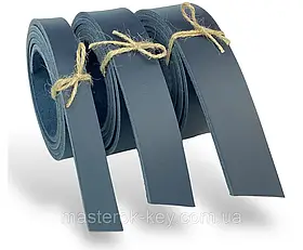 Смуга ремінна з натуральної шкіри ВРХ з лицьовим покриттям колір синій РОЗМІР НА ВИБІР