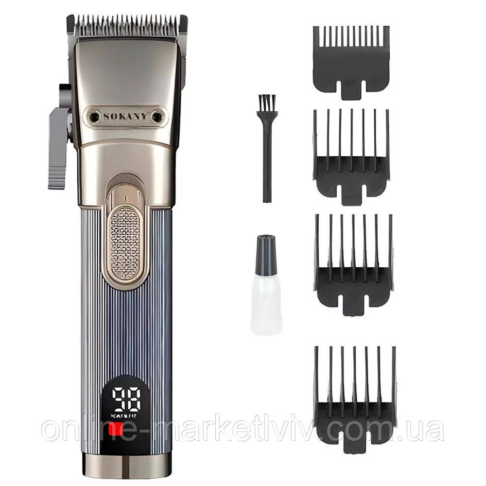 Акумуляторна машинка для стрижки волосся 4 насадки, USB, SK-16021 / Тример для волосся / Чоловічий тример, фото 1