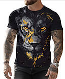 Футболка чоловіча з 3Д друком на тему лева та креативним мистецтвом, фото 3