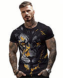 Футболка чоловіча з 3Д друком на тему лева та креативним мистецтвом, фото 4