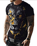 Футболка чоловіча з 3Д друком на тему лева та креативним мистецтвом, фото 5
