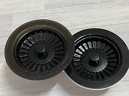 Сифон для кухонної мийки. Євро вентиль (злив) без переливу під колір гранітної мийки (onyx)