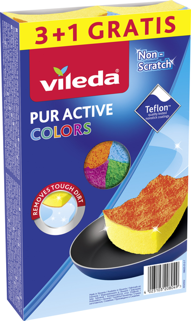 Губки металеві Vileda Pur Active Colors (4шт), фото 1
