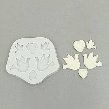 Силіконовий молд Блакитні сердечка 8.5х7.5 см