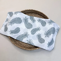 Бавовняна пелюшка "Сіре пір'я" велика ситцева 90*110 см, 1 шт