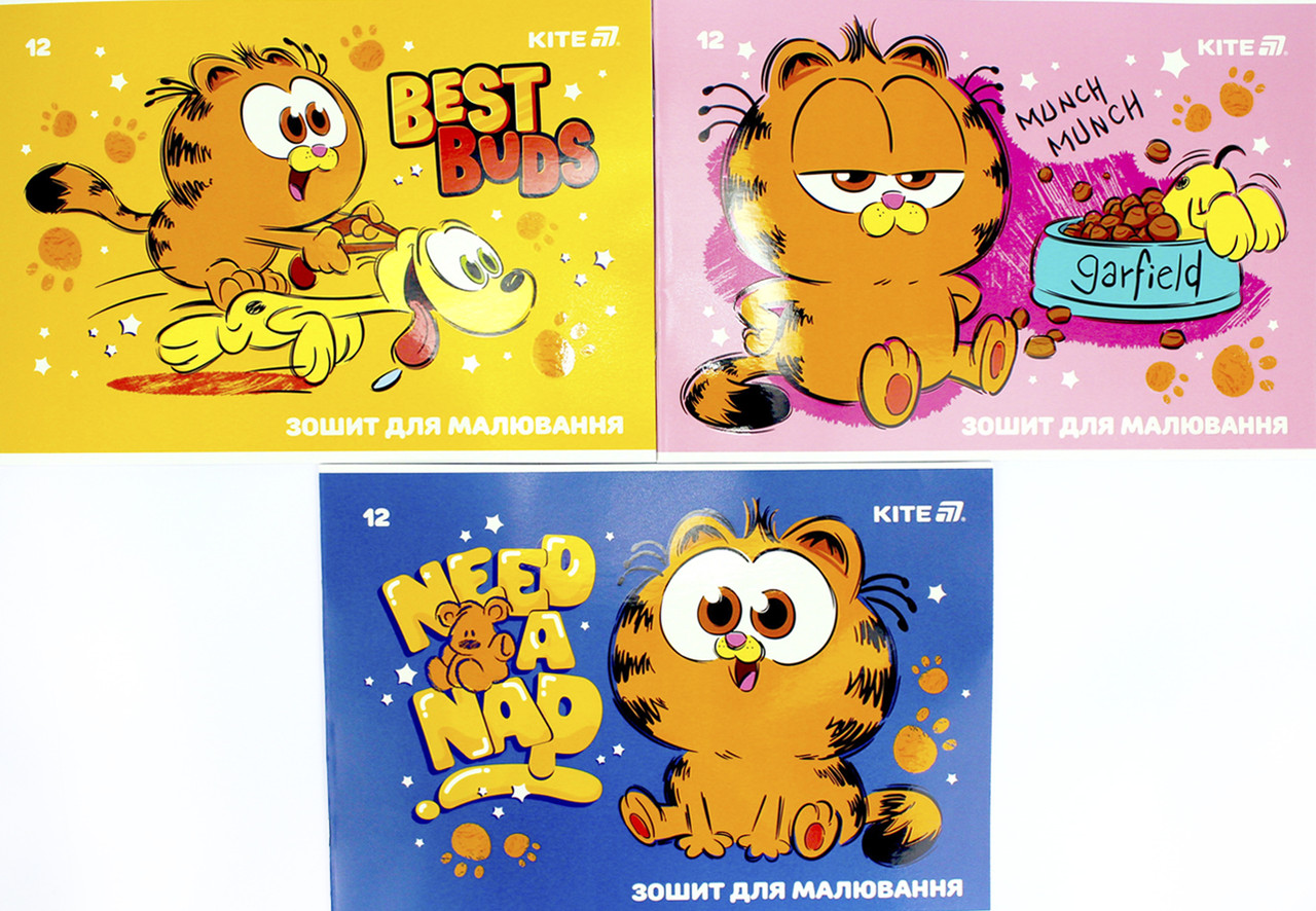 Альбом для малюв. на скобі 12/100 А4 "Garfield" гібр. лак + УФ лак№GF25-241/Kite/(20)(160), фото 1