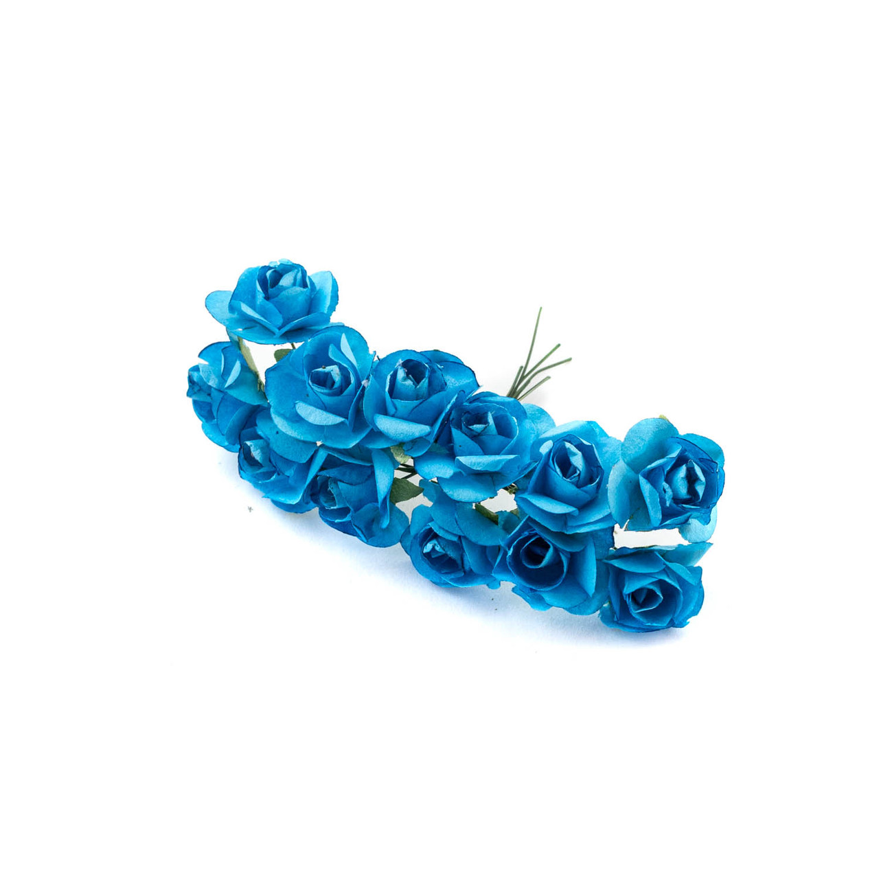 Яскраво-блакитні декоративні троянди (на дроті) 2 см 12 шт RDK006, фото 1