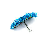 Яскраво-блакитні декоративні троянди (на дроті) 2 см 12 шт RDK006, фото 2