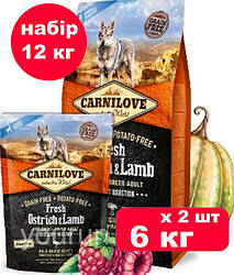 Carnilove Fresh Ostrich & Lamb for Small Breed Dogs для собак малих порід страус і ягня, 6кг*2