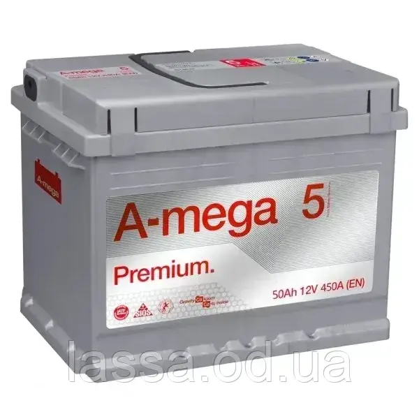 Акумулятор A-MEGA Premium 6CT-50 Азе (0) правий плюс