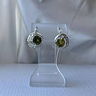 Срібні сережки ажурного дизайну з жовтим каменем «Сонячний Блиск», фото 2