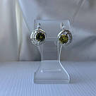 Срібні сережки ажурного дизайну з жовтим каменем «Сонячний Блиск», фото 3