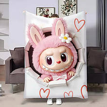 Плед плюшевий велюр Лабубу 3 якісне покривало з 3D малюнком 135х160