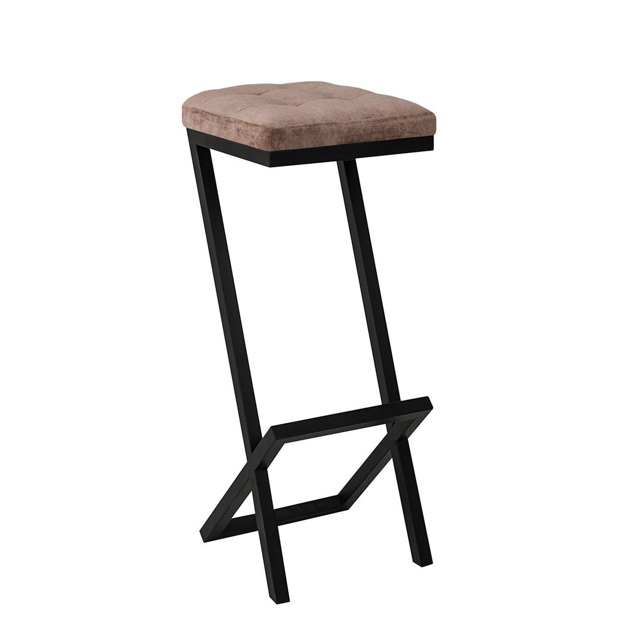 Стілець барний м’який "Платан" коричневий/каркас чорний, фото 1