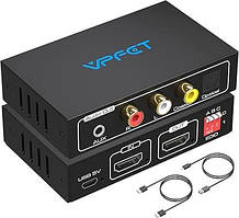 HDMI аудіо екстрактор 4K сплітер з оптичним виходом, 3.5 мм AUX L або R, коаксіальний конвертер, 8 налаштувань EDID, підтримка