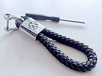 Автомобільний брелок для ключів Volkswagen плетений, екошкіра з логотипом Фольксваген + викрутка