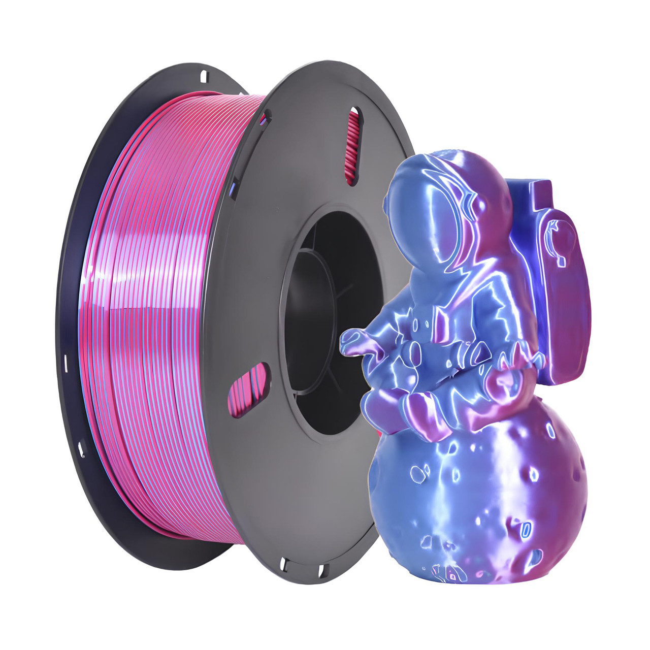 Пластикова нитка PLA, 1.75 мм, 1 кг Шовк двоколірний [синьо-червоний] (Silk Two Color Blue-Red)