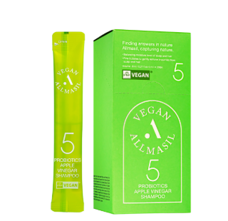 Пробник зміцнювального шампуню для волосся з амінокислотами Allmasil 5 Probiotics Apple Vinegar Shampoo,8ml, фото 1