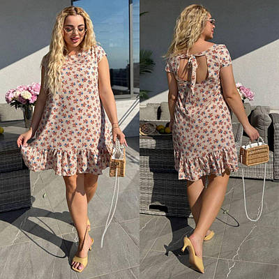 Жіноче літнє плаття на спині з вирізом у квітковий принт