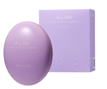 Зволожувальний тональний кушон для обличчя зі змінним блоком Enough All Day Dewey Water Full Cushion SPF 50+ PA++++, фото 1