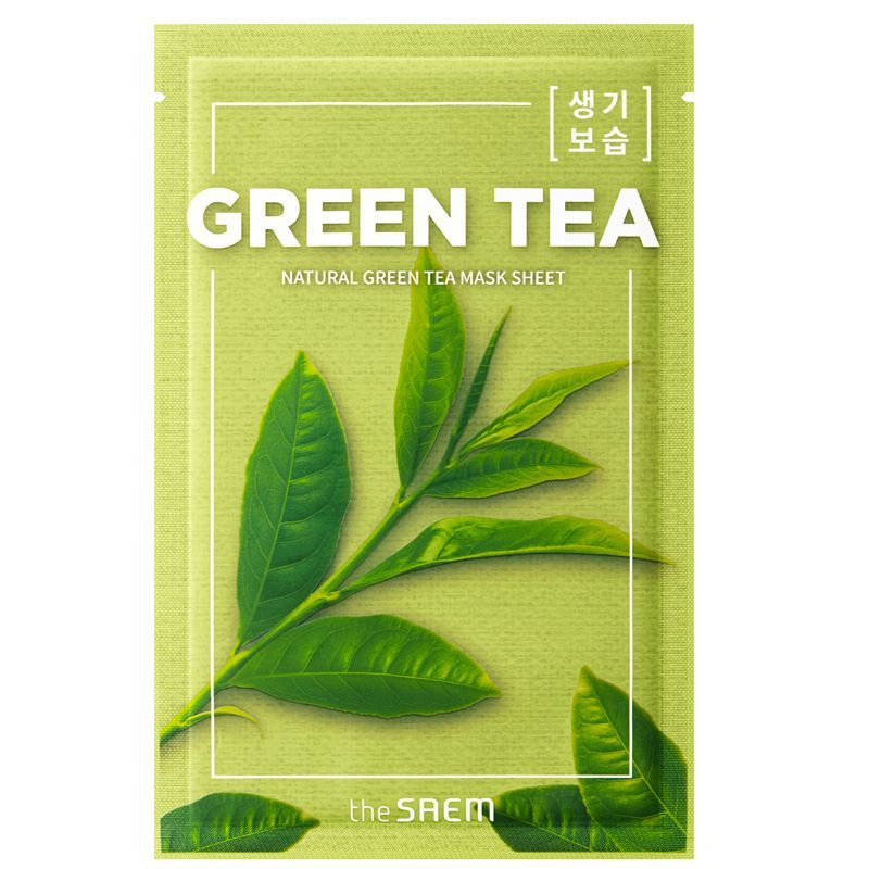 Тканинна маска для обличчя з екстрактом зеленого чаю The Saem Natural Green Tea Mask Sheet, фото 1