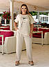 50-60 Жіночий лляний брючний костюм із малюнком, фото 7
