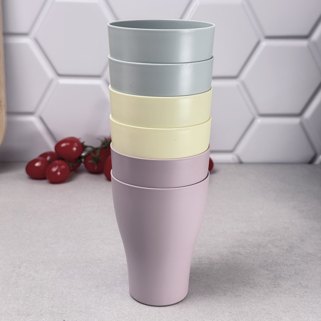 Набір склянок пластикових Алеана 250 мл 6 шт Пастель