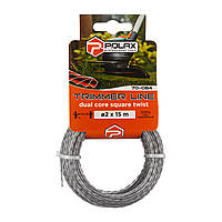 Жилка для тримера "Кручений квадрат з кордом" 2 мм Polax 15 м (70-084)