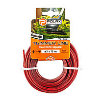 Жилка для тримера "Квадрат з кордом" 3 мм Polax 15 м (70-082)