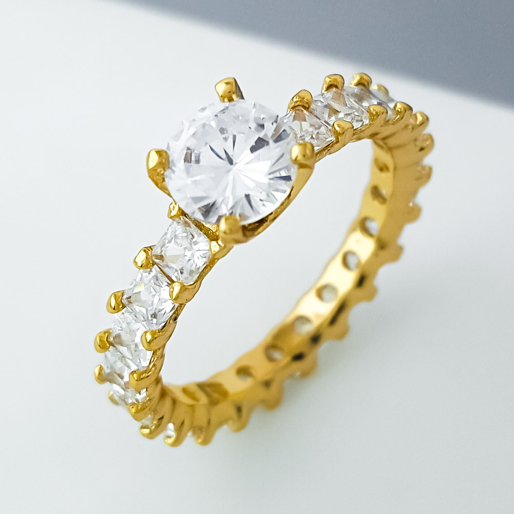 Кільце Класика з кубічним цирконієм; р.19.5; р.20; медзолото 18К, фото 1