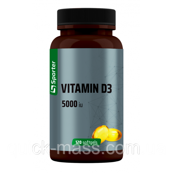 Вітамін Д3 Sporter Vitamin D3 5000 IU - 120 капсул, фото 1
