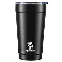 Термо чашка для кави для походів кемпінгу туризма повсякденна Qunature PR601 Чорна